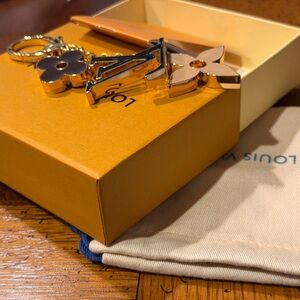Louis Vuitton Gold-tone and Cream Monogram Flower Key Charm